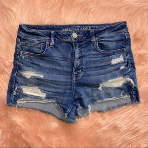 American Eagle Distressed Shorts Hi-Rise Shortie Next Level Stretch Size 14